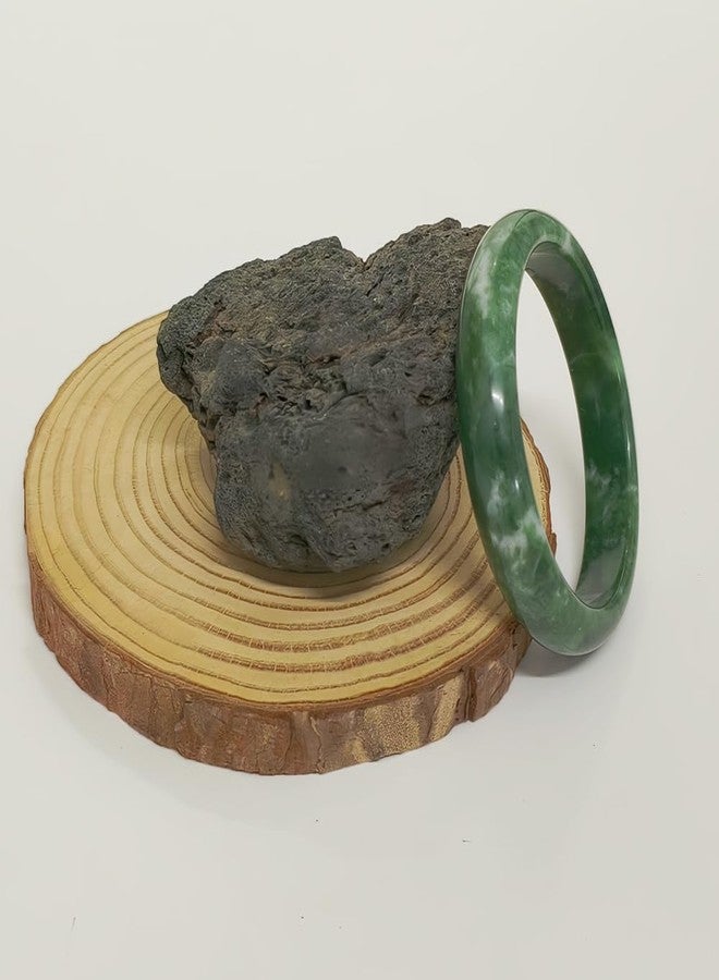 sunglnl Jade Bracelet For Women, Green Stone Bangle Natural Gradient Chinese Style Bracelets With Box Wealth Fortune Healing Protection Good Luck Jewelry Gift (Dark Green, 64mm/2.51in) - Image 3
